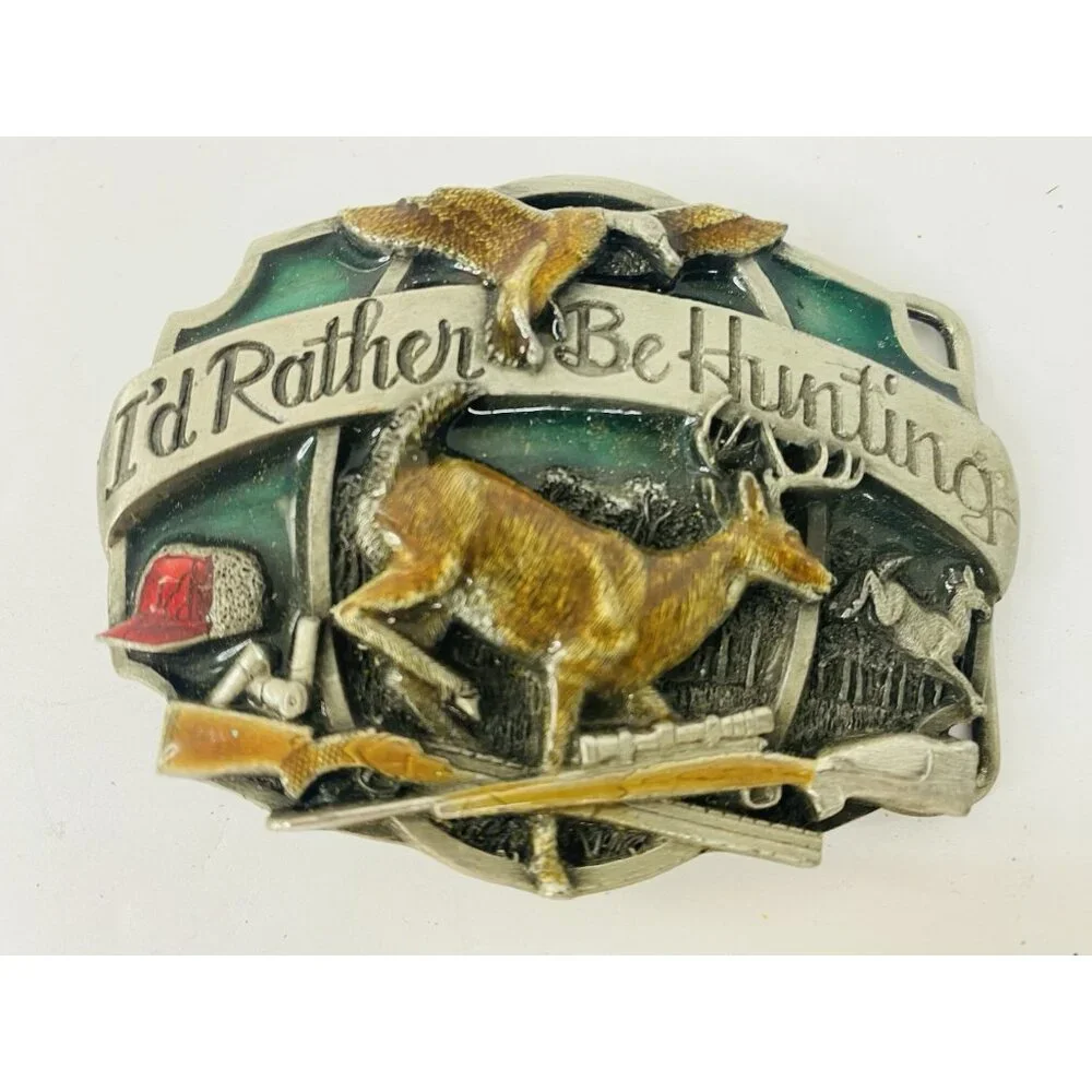 Siskiyou Belt Buckle‎ I’d Rather Be Hunting 1987 Made in Usa Vintage Deer